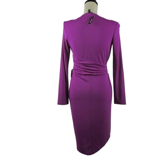 Express Dress Mini Draped V-Neck Strong Shoulder Purple SZ S NWT $88 Holiday - Picture 7 of 10
